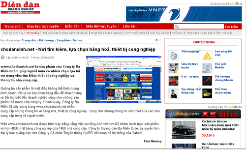 Diễn đàn doanh nghiệp nói về www.chodansinh.net