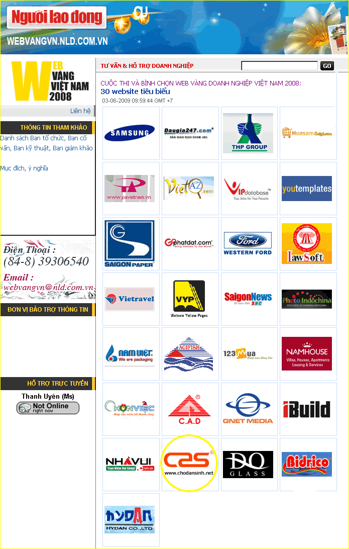 Website www.chodansinh.net lọt vao danh sách 30 website tiêu biểu