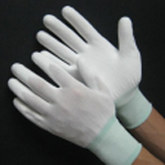 Găng tay thun phủ PU, màu trắng