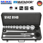 Bộ tuýp hệ mét 14 món, đầu tuýp 6 points - 20mm đầu vuông 3/4 inch