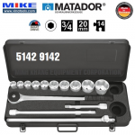 Bộ tuýp hệ inch 14 món, đầu tuýp 12 points - 20mm đầu vuông 3/4 inch
