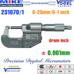 Panme điện tử 0-25 mm, IP54, drum inch
