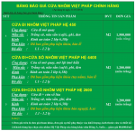 Báo giá cửa nhôm Việt pháp mới nhất