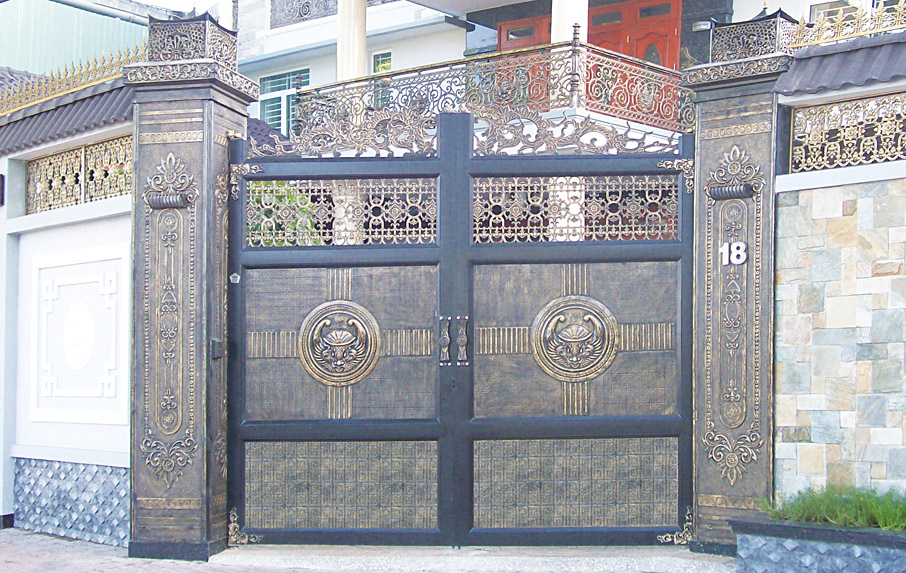 cua cong hop kim nhom duc dac+khung inox G011